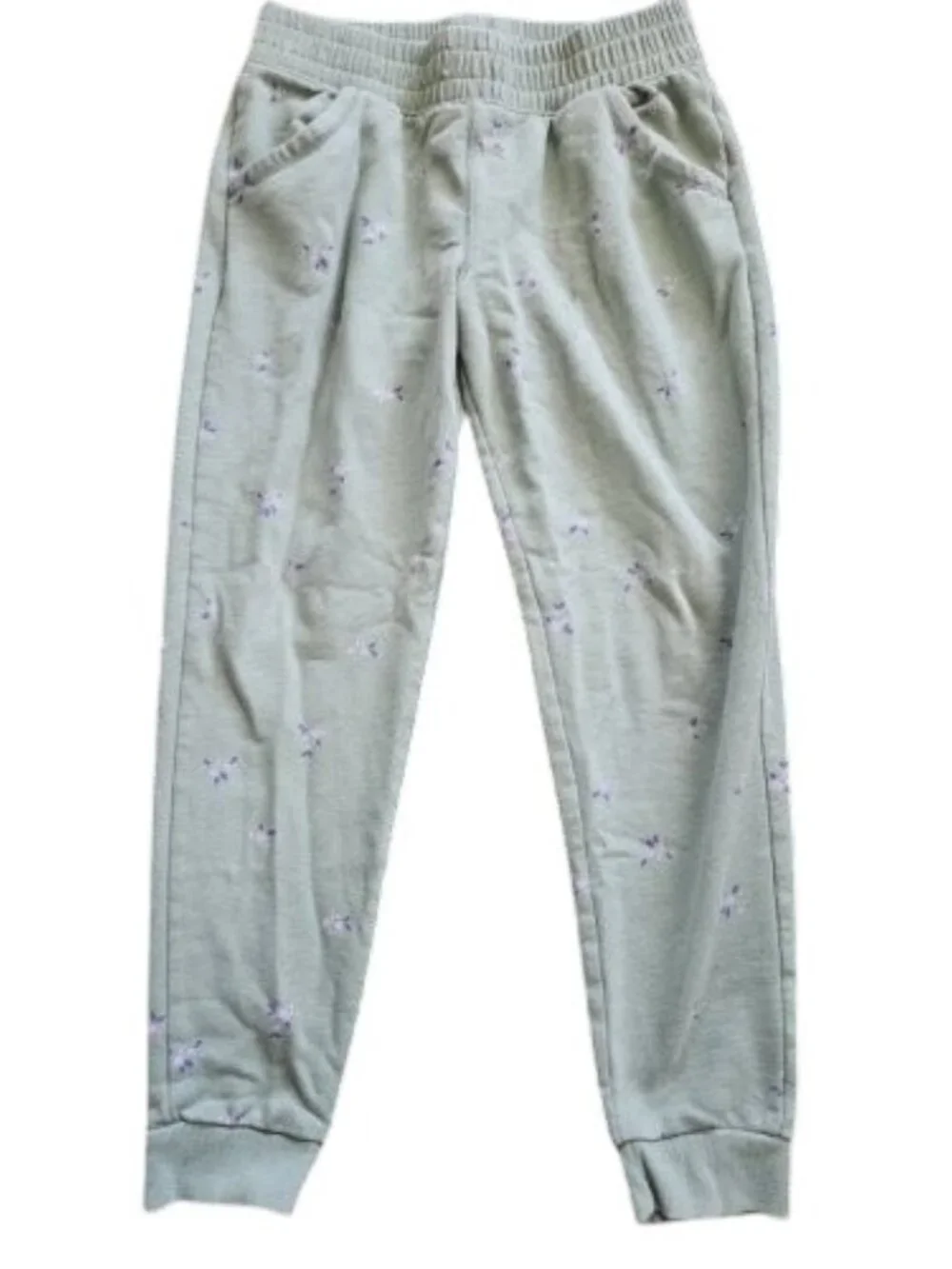 CAT & JACK Green Floral Print Athletic Style Pants Girls XL 14-16 Fleece Lined